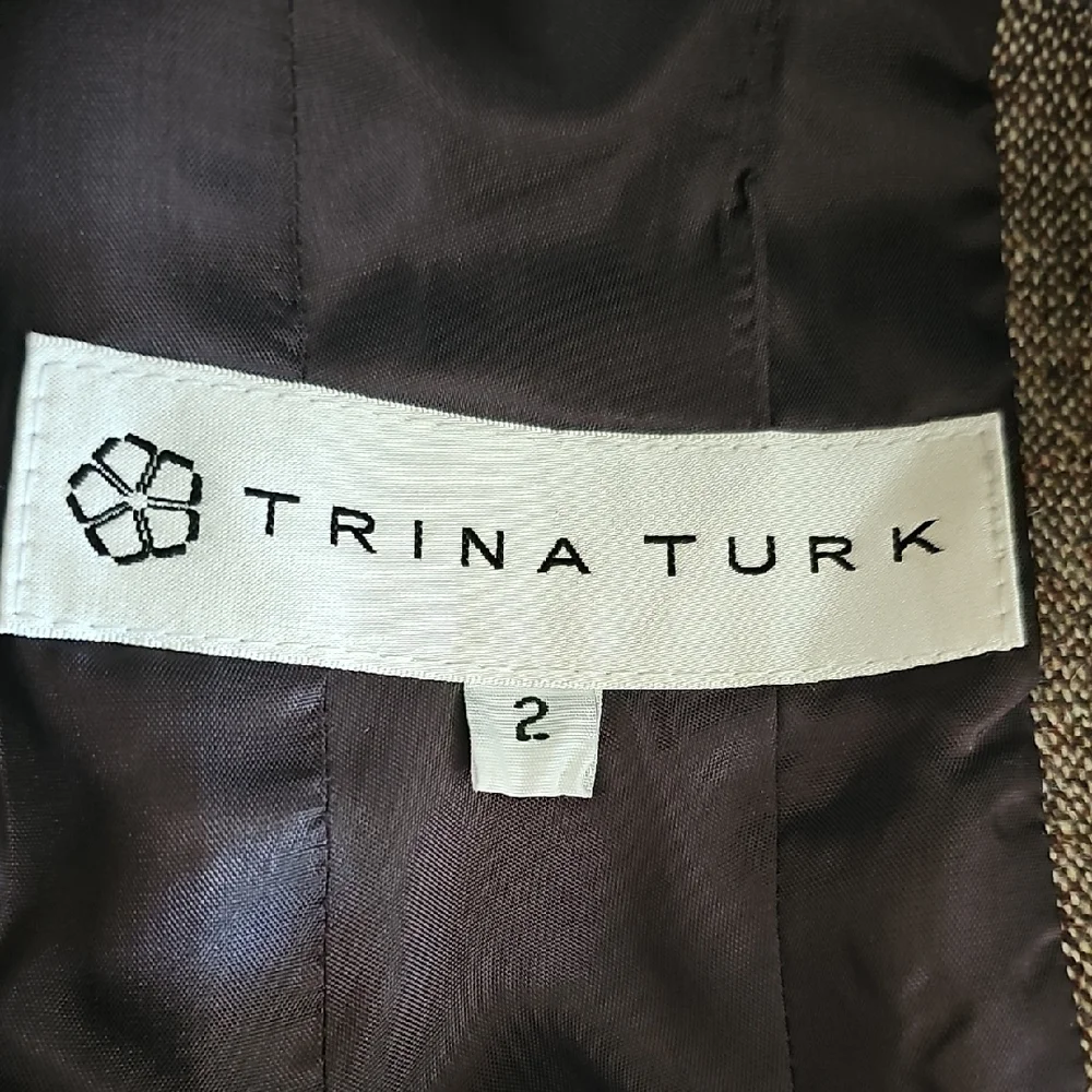 Trina Turk Wool Blend Brown Tweed Suit sz 2 Made in California - Picture 12 of 12